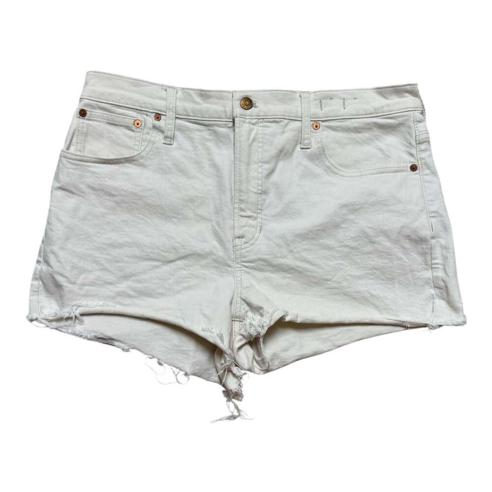 Madewell The Perfect Jean Short Women’s Size 32 White High Rise Cutoff Denim